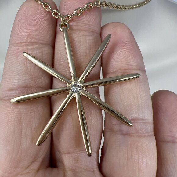 ETTIKA NECKLACE GOLDEN CRYSTAL STAR PENDANT  North Star Sparkle Adjustable New - Picture 3 of 6